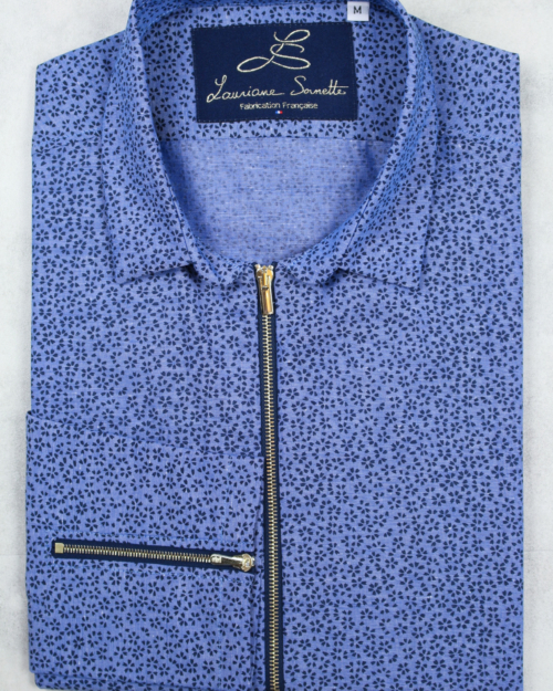 LS Paris | Chemise zippée bleue fleurie